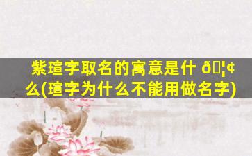 紫瑄字取名的寓意是什 🦢 么(瑄字为什么不能用做名字)